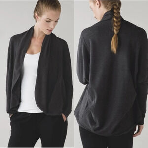 Lululemon sz. 6 To & Flow Wrap Knit Jacket Open Front Cardigan Sweater Heathered